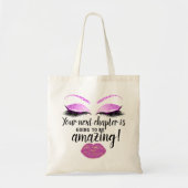 Girly Power Lashes Pink Kiss Lips Roos Aangepast Tote Bag (Voorkant)