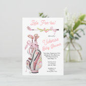 Girly Preppy Golf Baby shower Kaart (Staand voorkant)