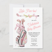 Girly Preppy Golf Baby shower Kaart (Voorkant)