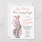 Girly Preppy Golf Verjaardagsfeestje Kaart (Voorkant)