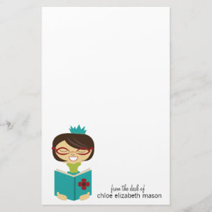 Girly Princess Bookworm Stationery Briefpapier