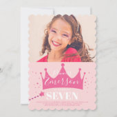 Girly Princess Cute Pink Birthday Party Kaart (Voorkant)