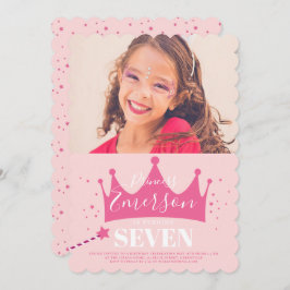 Girly Princess Cute Pink Birthday Party Kaart