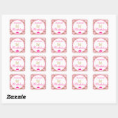 Girly Princess Hot Pink Gold Glitter 1e verjaardag Vierkante Sticker (Vel)