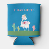 Girly Princess Llama Floral Cactus Blikjeskoeler (Voorkant)