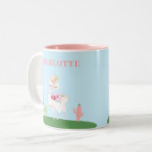 Girly Princess Llama Floral Cactus Tweekleurige Koffiemok (Voorkant links)