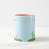 Girly Princess Llama Floral Cactus Tweekleurige Koffiemok (Center)