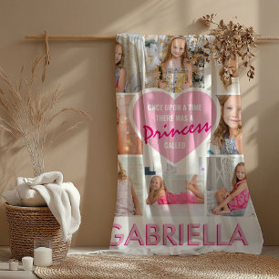 Girly Princess Photo Collage Heart   Naam Fleece Deken