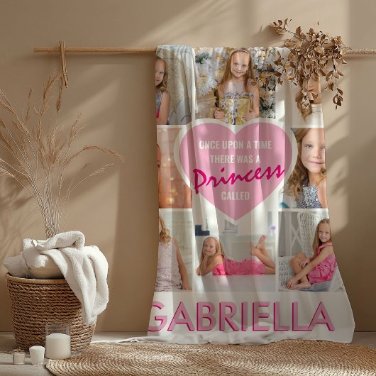 Girly Princess Photo Collage Heart | Naam Fleece Deken