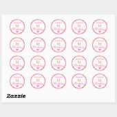 Girly Princess Pink en Gold Glitter 1e verjaardag Ronde Sticker (Vel)