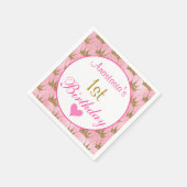 Girly Princess Pink en Gold Glitter 1e verjaardag Servet (Hoek)