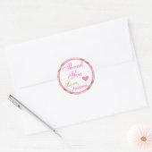 Girly Princess Pink en Gold Glitter Hartelijk dank Ronde Sticker (Envelop)
