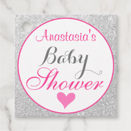 Girly Princess Pink en Silver Glitter Baby shower Bedankjes Labels