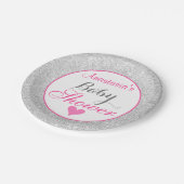 Girly Princess Pink en Silver Glitter Baby shower Papieren Bordje (Gekanteld)