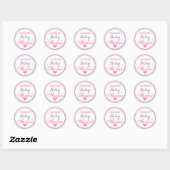 Girly Princess Pink en Silver Glitter Baby shower Ronde Sticker (Vel)