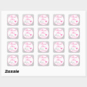Girly Princess Pink en Silver Glitter Dank u Vierkante Sticker (Vel)