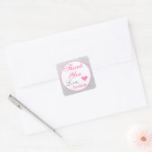 Girly Princess Pink en Silver Glitter Dank u Vierkante Sticker (Envelop)