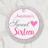 Girly Princess Pink & Silver Glitter Sweet Sixteen Bedankjes Labels (Achterkant)