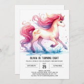 Girly Printable Horse Verjaardag Kaart (Voorkant / Achterkant)