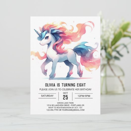 Girly Printable Horse Verjaardag Kaart (Staand voorkant)