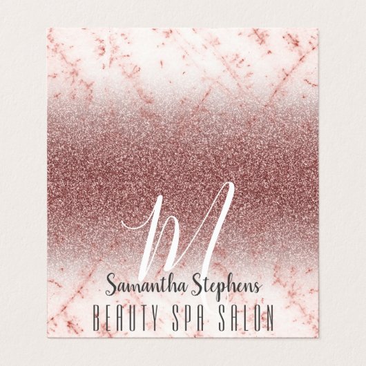 Girly Professional Pinky Glittery Monogram Visitekaartje (Buitenkant ongevouwen)