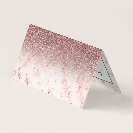 Girly Professional Pinky Glittery Monogram Visitekaartje (Achterkant)