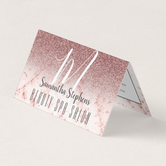 Girly Professional Pinky Glittery Monogram Visitekaartje (Voorkant)