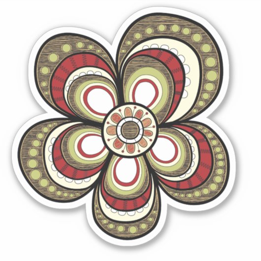 Girly Psychedelic Bloemenkunst Sticker (Voorkant)