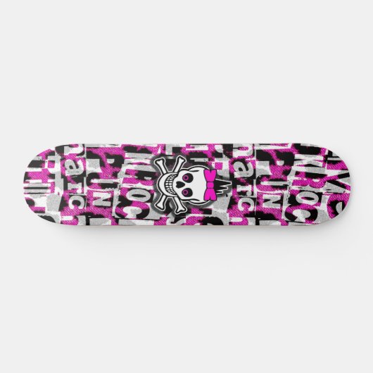 Girly Punk Skull Skateboard (Horizontaal)