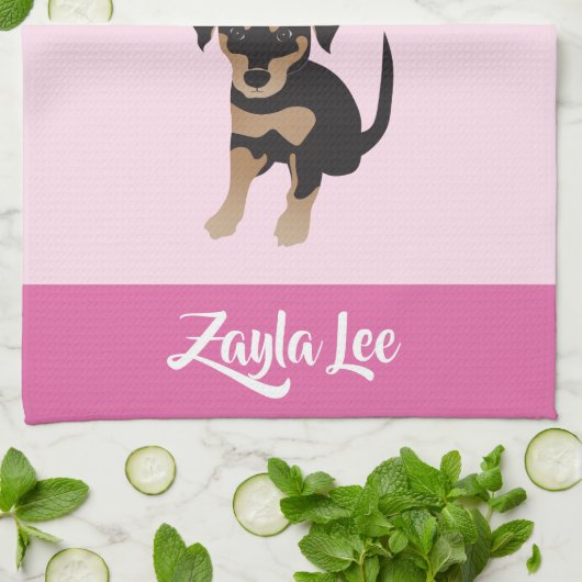 Girly Puppy  Dog Name Roze Theedoek (Gevouwen)