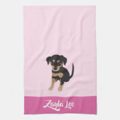Girly Puppy  Dog Name Roze Theedoek (Verticaal)