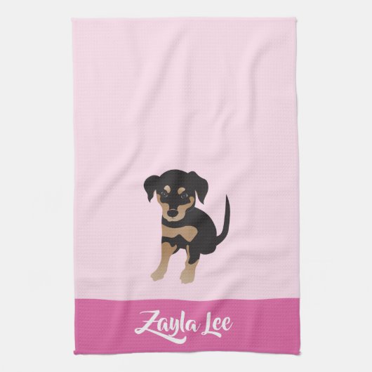 Girly Puppy  Dog Name Roze Theedoek (Verticaal)