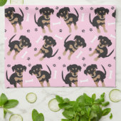 Girly Puppy Paw Print Dog Bone Pattern roze Theedoek (Gevouwen)