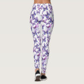 Girly Purple Butterflies Whimsical Patterned Leggings (Achterkant)