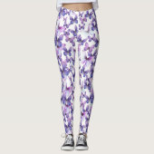 Girly Purple Butterflies Whimsical Patterned Leggings (Voorkant)