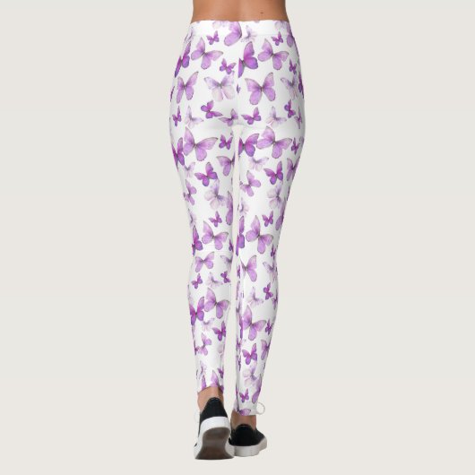 Girly purple butterfly whimsical patterned leggings (Achterkant)