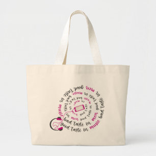 Girly quote Goede smaak in muziek slechte smaak in Grote Tote Bag