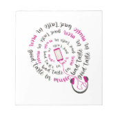 Girly quote Goede smaak in muziek slechte smaak in Notitieblok (Voorkant)