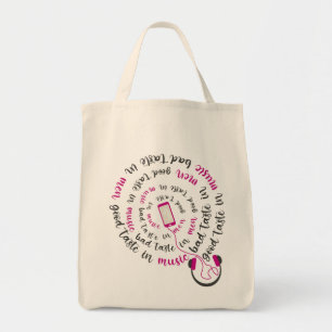 Girly quote Goede smaak in muziek slechte smaak in Tote Bag