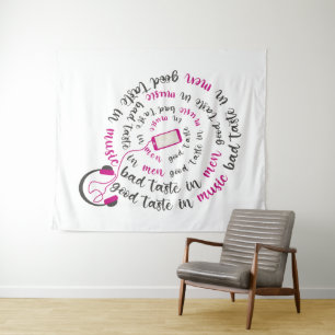 Girly quote Goede smaak in muziek slechte smaak in Wandkleed