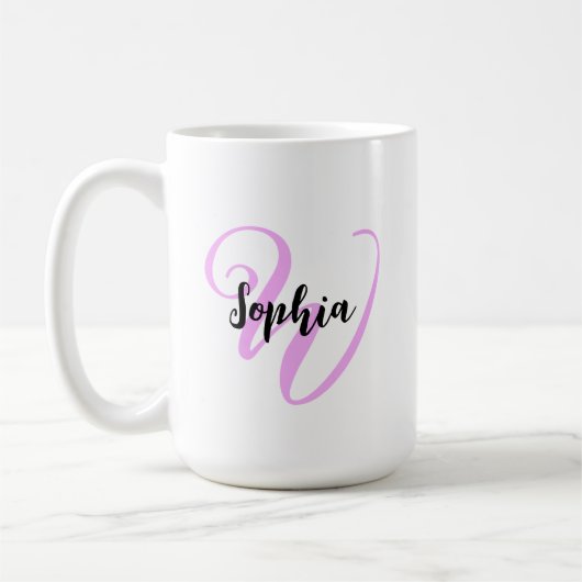 Girly Quote met Modern Monogram Initiaal & Naam Koffiemok (Links)