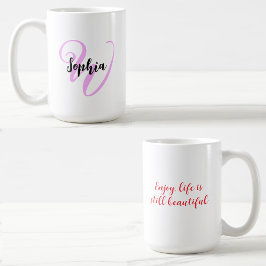 Girly Quote met Modern Monogram Initiaal & Naam Koffiemok