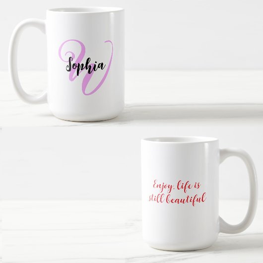 Girly Quote met Modern Monogram Initiaal & Naam Koffiemok