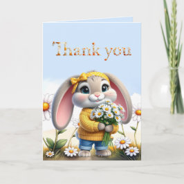 Girly rabbit polka dot bow Thank you Bedankkaart