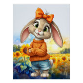 Girly rabbit sunflower field  perfect poster (Voorkant)