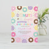 Girly Rainbow Donuts Diapers Baby Sprinkle Shower Kaart (Staand voorkant)