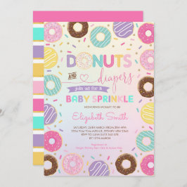 Girly Rainbow Donuts Diapers Baby Sprinkle Shower Kaart