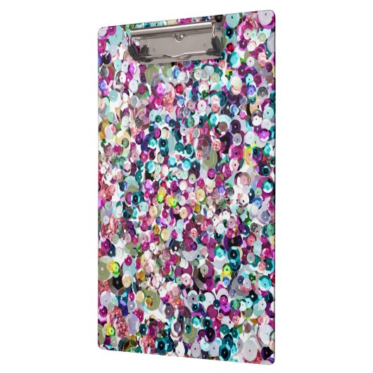 Girly Rainbow Faux Sequins Bling Klembord (Links)