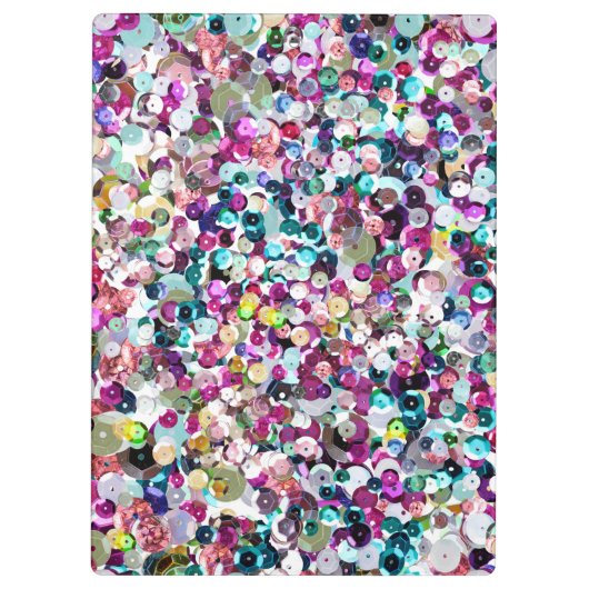 Girly Rainbow Faux Sequins Bling Klembord (Achterkant)