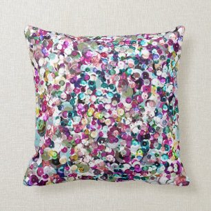 Girly Rainbow Faux Sequins Bling Kussen
